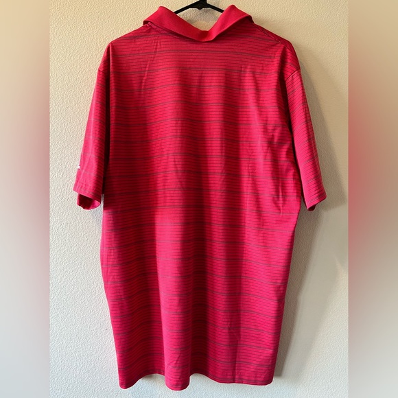 Adidas Golf Polo Mens Size Large Red Striped - Picture 2 of 3